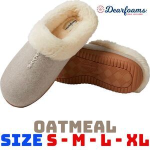 Dearfoams Women's Wool Memory Foam Indoor/Outdoor Slippers Oatmeal Size S M L XL